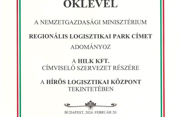 Regionális Logisztikai Park cím